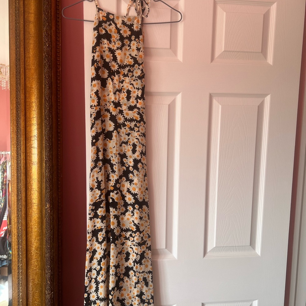 Floral Maxi Dress - Black and Cream